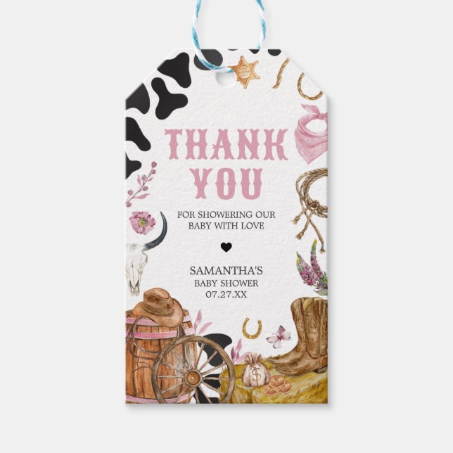 Étiquettes-cadeau Mots clés Western Cowgirl Baby shower Favoriser (Devant)