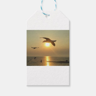 Étiquettes-cadeau Mouette au coucher du soleil
