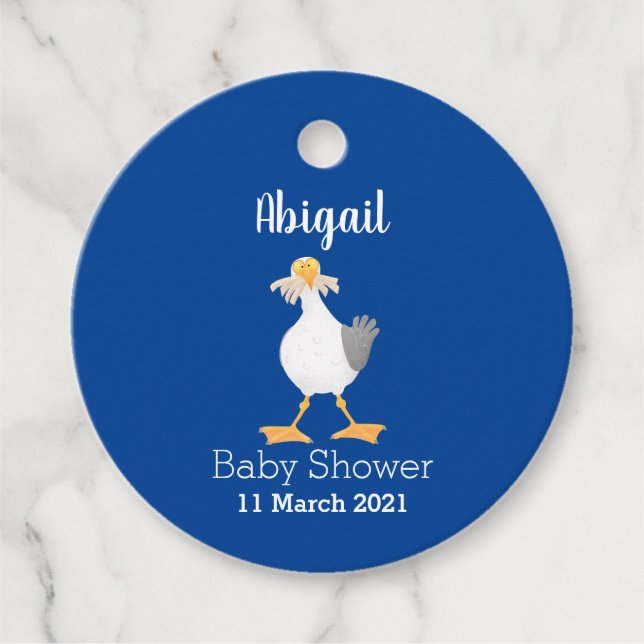 Étiquettes Cadeau Mouette drôle avec frites dessin animé (Devant)