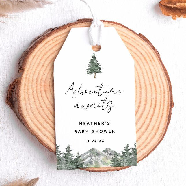Étiquettes-cadeau Mountain Adventure Attend Les Faveurs Merci (Créateur téléchargé)