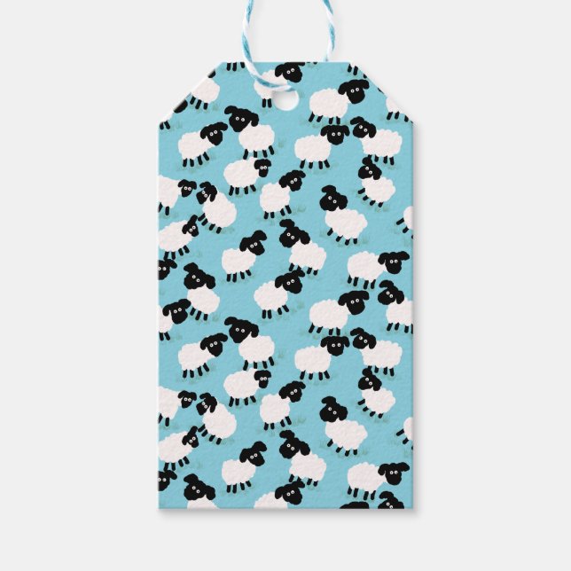 Étiquettes-cadeau Moutons gonflés sur Bleu bébé (Devant)