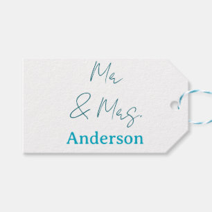 Étiquettes-cadeau Mr & Mme ajoutent le nom de famille date année cad