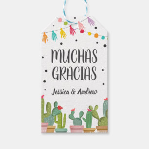 Étiquettes-cadeau Muchas Gracias Wedding Fiesta Cactus Mexican Thank