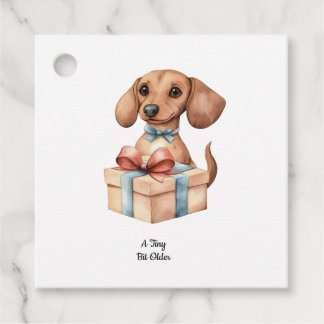 Étiquettes Cadeau Mug anniversaire de dachshund mignon Un peu plus v