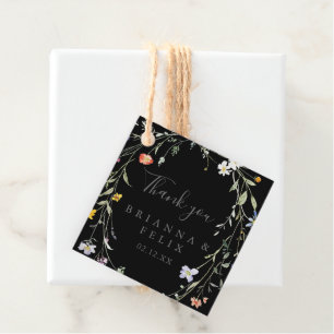 Étiquettes Cadeau Multicolor sauvage noir Mariage
