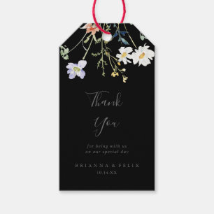 Étiquettes-cadeau Multicolor sauvage noir Mariage Merci