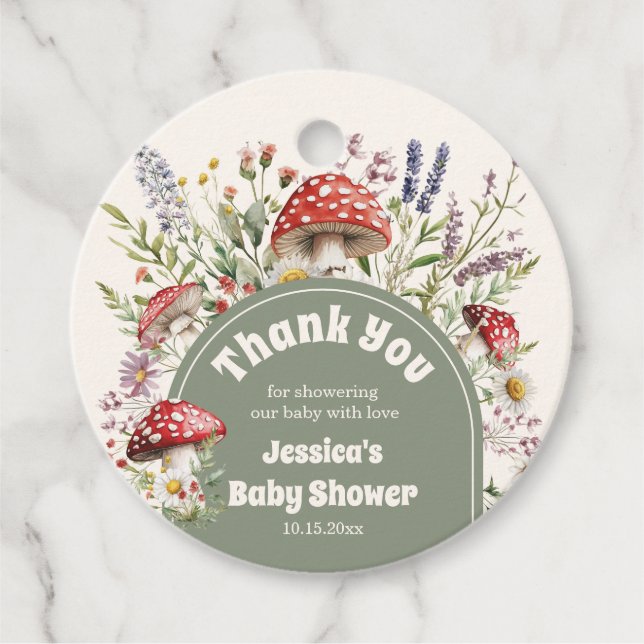 Étiquettes Cadeau Mushroom Baby Shower Thank You Favor (Devant)