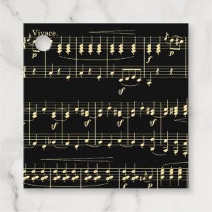 Étiquettes Cadeau Musique d'or en noir
