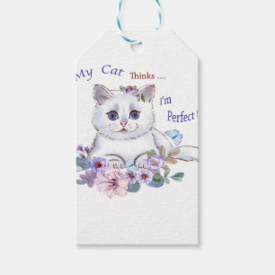 Étiquettes-cadeau My Cat pense que je suis Perfect Cat Illustration 