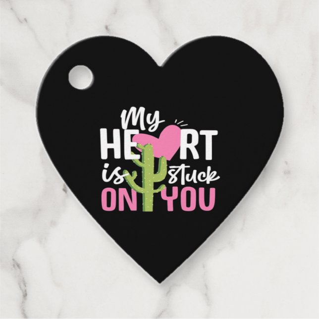 Étiquettes Cadeau My Heart Is Stuck On You Cactus Heartfelt Design  (Devant)