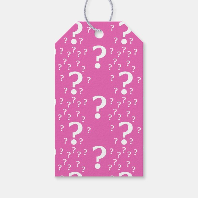 Étiquettes-cadeau Mystère question marque énigme puzzle rose (Devant)