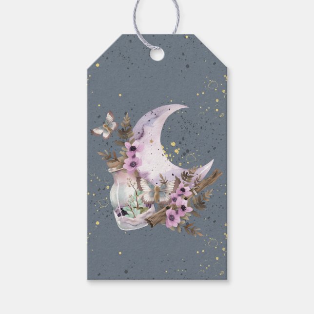 Étiquettes-cadeau Mystique Lavande de Boho Lavande Lune et Bouteille (Devant)