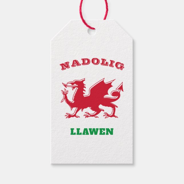 Étiquettes-cadeau Nadolig Llawen Welsh Joyeux Noël Simple Celtique (Devant)