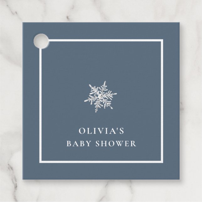 Étiquettes Cadeau Nany Blue Modern Snowflake Baby shower (Devant)