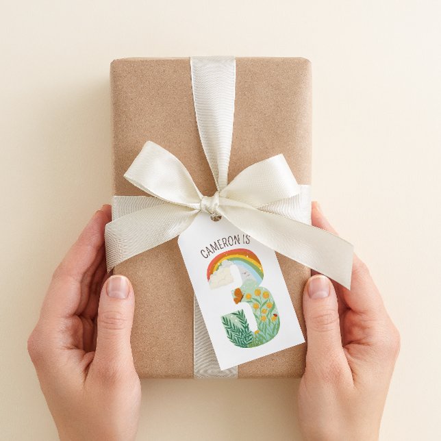 Étiquettes-cadeau Natural Wonder troisième anniversaire Merci (young wild and three themed birthday gift tag)