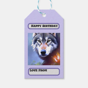 Étiquettes-cadeau Nature De La Peinture À Huile De Loup, Anniversair