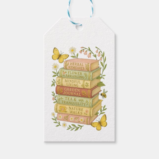 Étiquettes-cadeau Nature et livre Lover Botanique Stack (Devant)