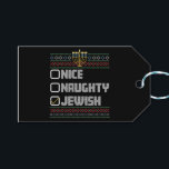 Étiquettes-cadeau Naughty Nice juif Père Noël laide Noël Hanoukka<br><div class="desc">Naughty Nice juif Père Noël laide Noël Hanoukka</div>