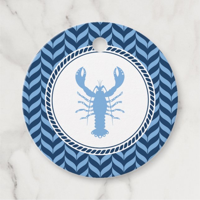 Étiquettes Cadeau Nautical Blue Lobster côtier  (Devant)