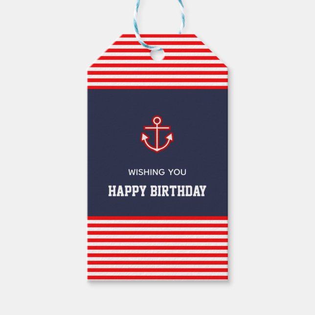 Étiquettes-cadeau Nautical Marine White Anchor (Devant)