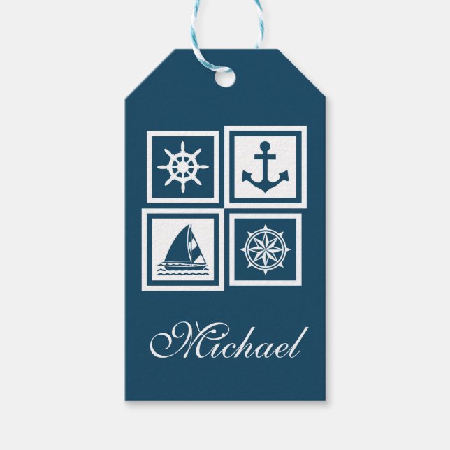 Étiquettes-cadeau Nautical themed design (Devant)