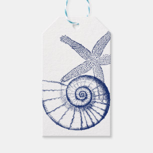 Étiquettes-cadeau Nautilus Coquille et Starfish Marine Life Personna