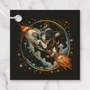 Étiquettes Cadeau Navire à fusée Astronaut français de Bulldog