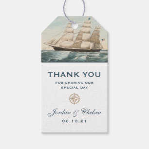 Étiquettes-cadeau Navire Nautique Clipper   Merci classique