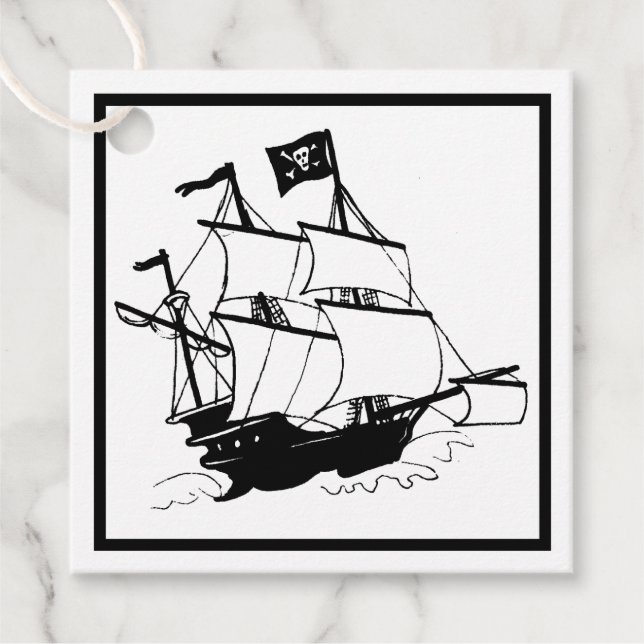 Étiquettes Cadeau Navire Pirate (Devant)