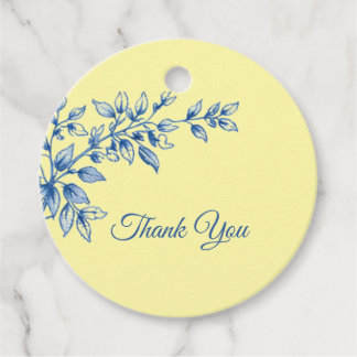 Étiquettes Cadeau Navy Blue and Yellow Floral Thank You Card