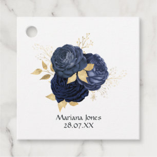 Étiquettes Cadeau Navy et or Roses vintage démodées Quinceañera