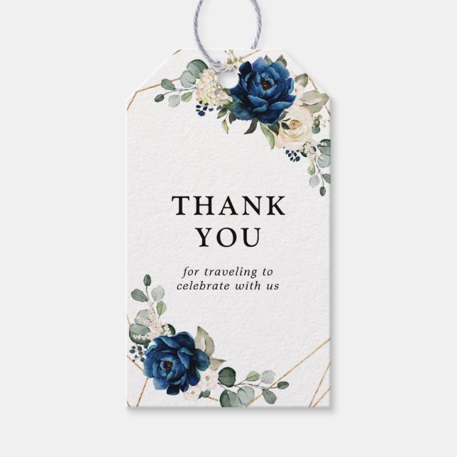 Étiquettes-cadeau Navy Gold White Champagne Ivory Wedding  Thank you (Devant)