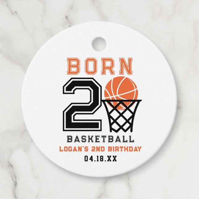 Étiquettes Cadeau Né 2 Basketball | 2e anniversaire du garçon sporti (Devant)