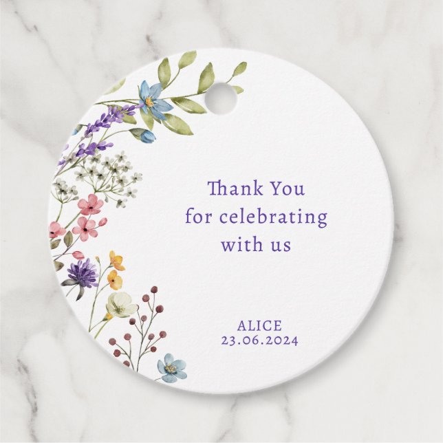 Étiquettes Cadeau Né à fleurir fleurs sauvages anniversaire de enfan (Devant)