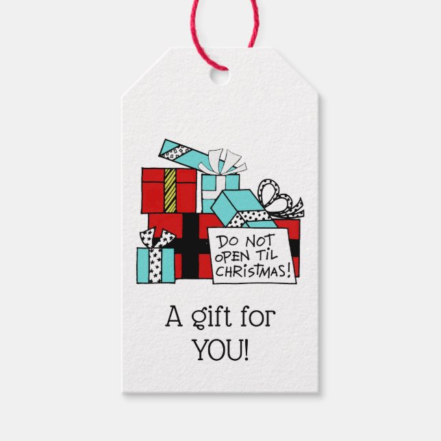 Étiquettes-cadeau Ne pas ouvrir jusqu'à Noël présente Noël (Devant)