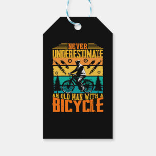 Étiquettes-cadeau Ne sous-estimez jamais un vieil homme à vélo