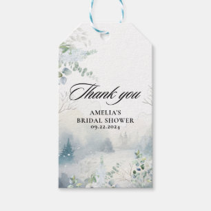 Étiquettes-cadeau Neige amoureuse bleu poussiéreux Mariage d'hiver S