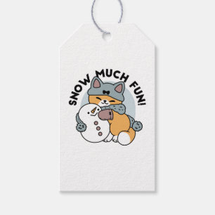 Étiquettes-cadeau Neige beaucoup amusant Chat hiver vacances Design