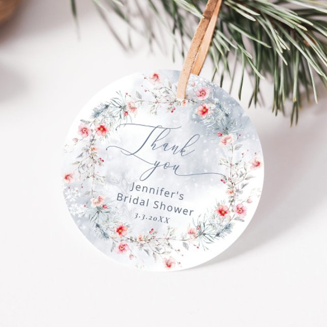 Étiquettes Cadeau Neige d'hiver en amour douche nuptiale merci (Créateur téléchargé)