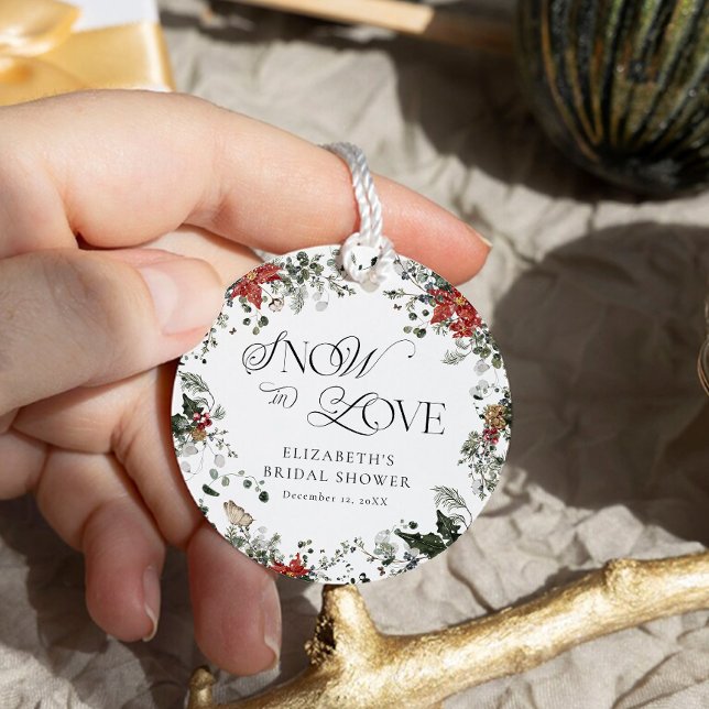 Étiquettes Cadeau Neige en amour Fête des mariées d'hiver Merci (Créateur téléchargé)