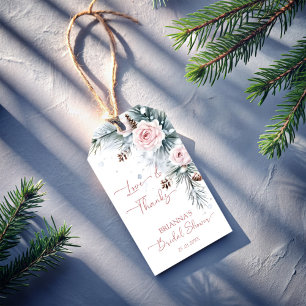 Étiquettes-cadeau Neige en amour neigeux pin d'hiver nuptiale douche