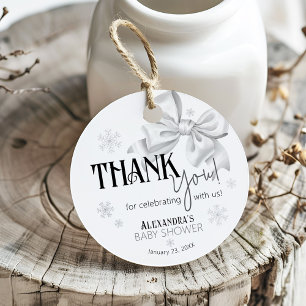 Étiquettes Cadeau Neige en amour Ruban blanc élégant Baby Shower d'h