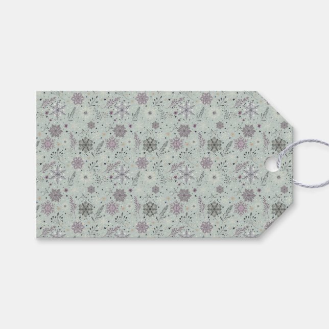 Étiquettes-cadeau Neige Vintage (Devant (Horizontal))