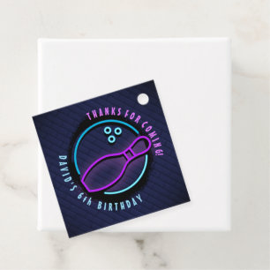 Étiquettes Cadeau NEON BOWLING BALL ROUND Anniversaire Fête Invitati