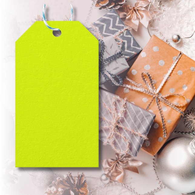 Étiquettes-cadeau Neon Chartreuse couleur solide | Couleur tendance (Créateur téléchargé)