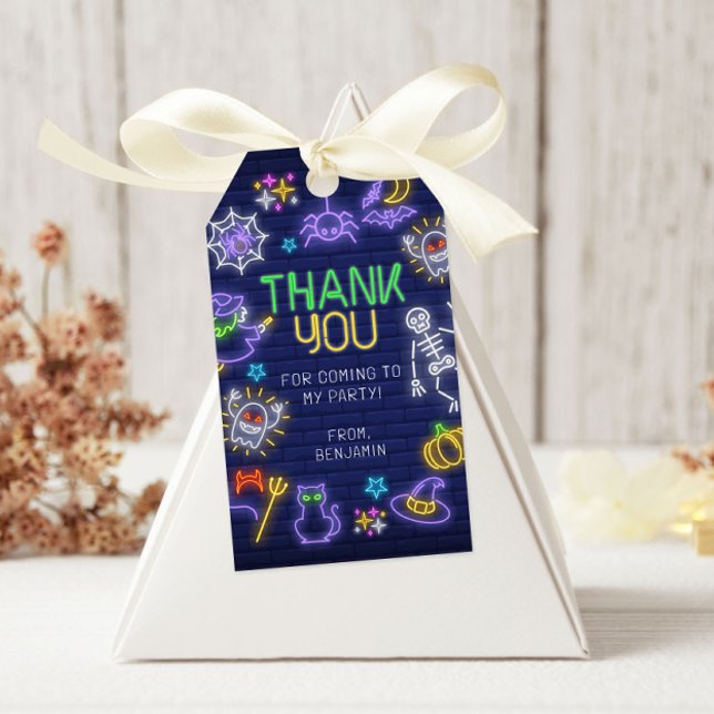 Étiquettes-cadeau Neon éffrayant N'importe quel âge Halloween Annive (Créateur téléchargé)