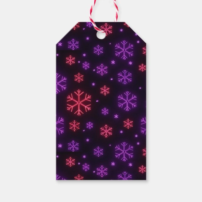 Étiquettes-cadeau Neon Snowflakes (Devant)