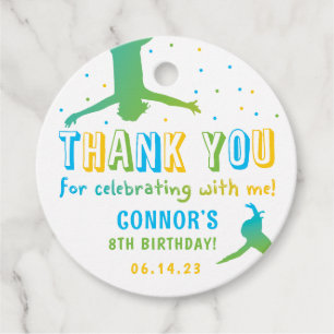 Étiquettes Cadeau Neon Trampoline Park Boys Anniversaire Favoriser T