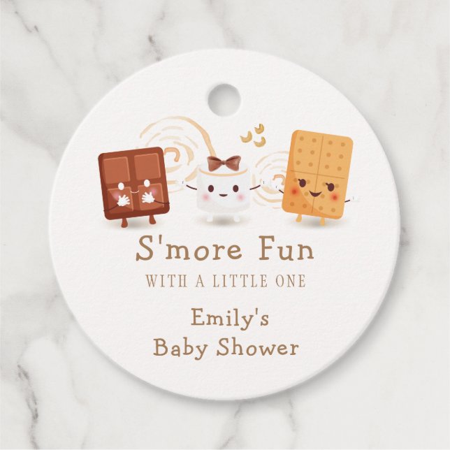 Étiquettes Cadeau Neutral Whimsical S'more Baby shower amusant (Devant)