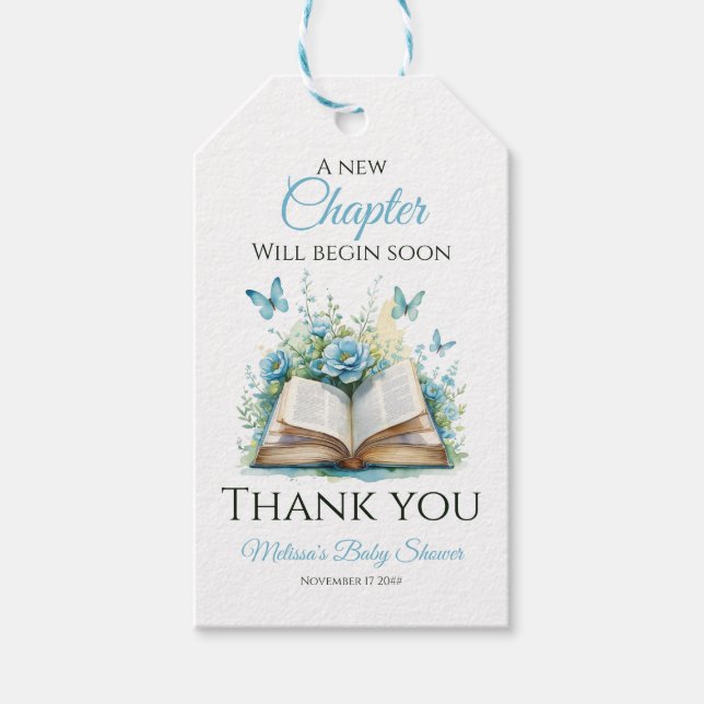 Étiquettes-cadeau New Chapter Blue Boy Brunch StoryBook Baby Shower (Devant)